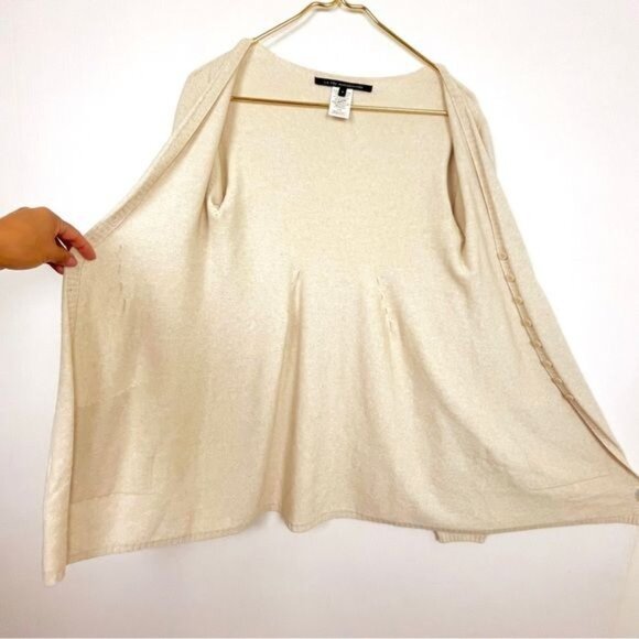 LA FEE MARABOUTEE Angora blend ivory Vneck sweater cardigan front button medium - Picture 3 of 10